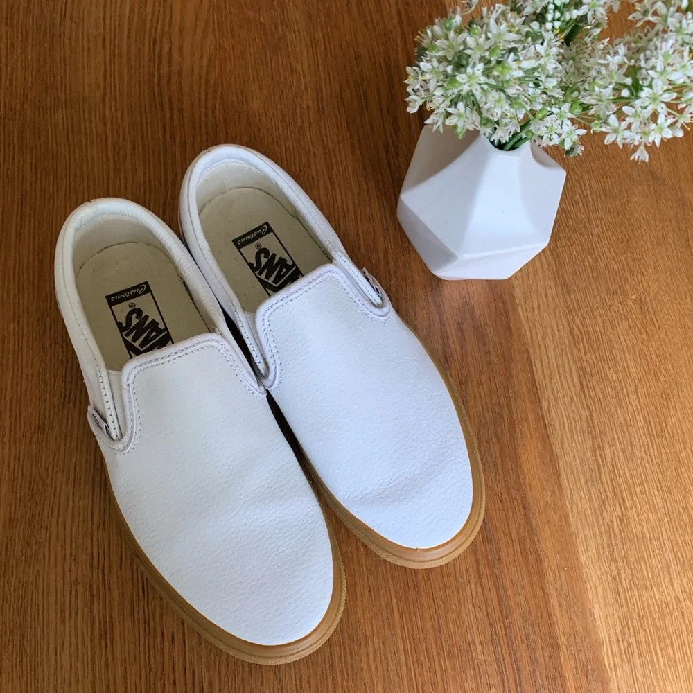 Brand new without box, white leather vans. - Picture 2 of 6